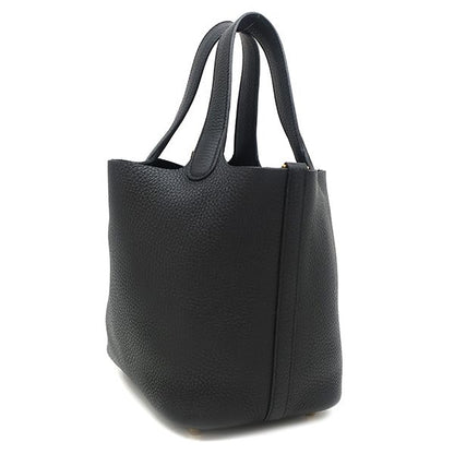 Hermes Handbag Picotin Lock PM Taurillon Clemence Black Gold Hardware Black U