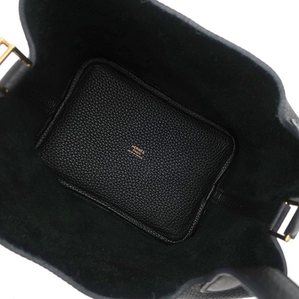 Hermes Handbag Picotin Lock PM Taurillon Clemence Black Gold Hardware Black U
