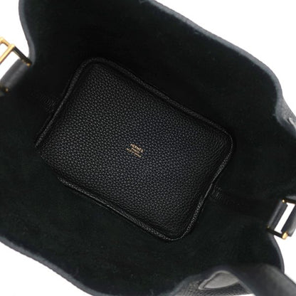 Hermes Handbag Picotin Lock PM Taurillon Clemence Black Gold Hardware Black U