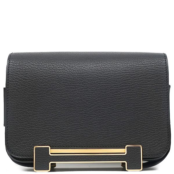 Hermes Shoulder Bag Geta Chevre Misol Black Gold Hardware Black K Engraved