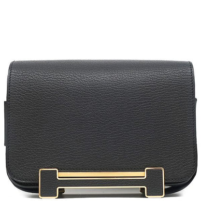 Hermes Shoulder Bag Geta Chevre Misol Black Gold Hardware Black K Engraved