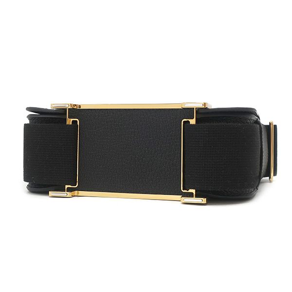 Hermes Shoulder Bag Geta Chevre Misol Black Gold Hardware Black K Engraved