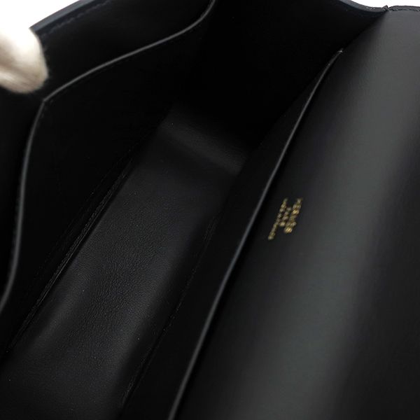 Hermes Shoulder Bag Geta Chevre Misol Black Gold Hardware Black K Engraved