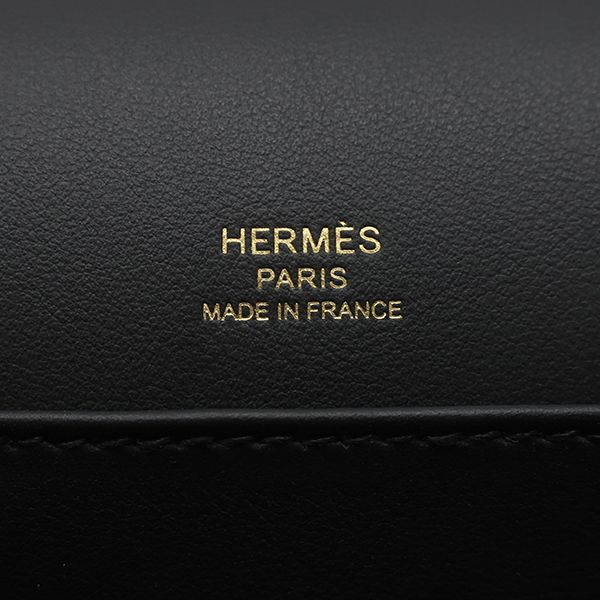 Hermes Shoulder Bag Geta Chevre Misol Black Gold Hardware Black K Engraved