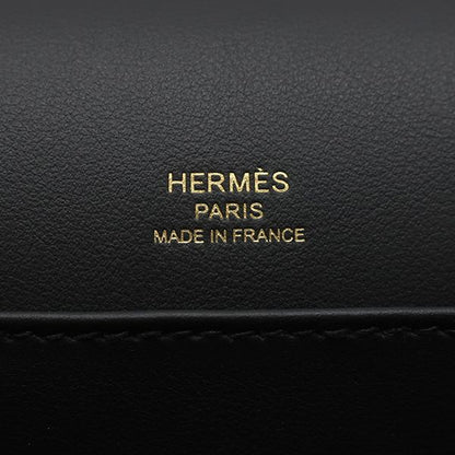 Hermes Shoulder Bag Geta Chevre Misol Black Gold Hardware Black K Engraved