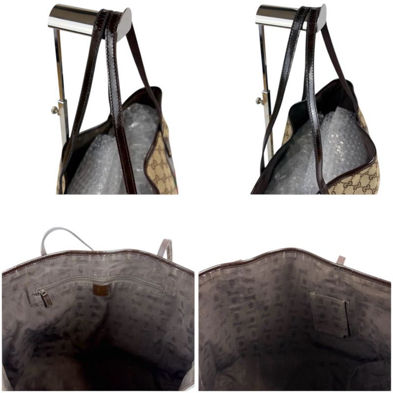 Gucci GG Canvas Sherry Line Tote Bag Tricolor Brown