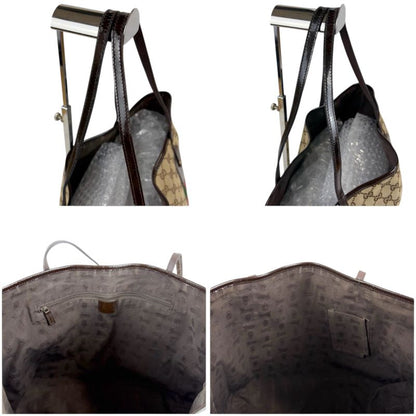 Gucci GG Canvas Sherry Line Tote Bag Tricolor Brown