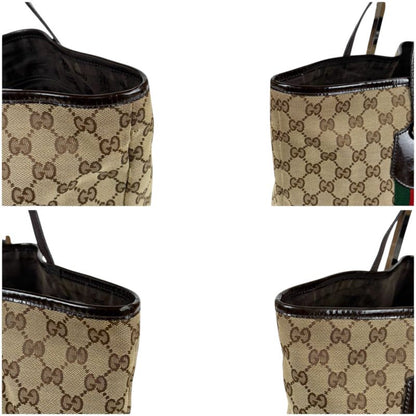 Gucci GG Canvas Sherry Line Tote Bag Tricolor Brown
