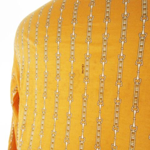 Celine Vintage Knit Shirt Blouse Long Sleeve Cotton Light Hand Stretch Bit