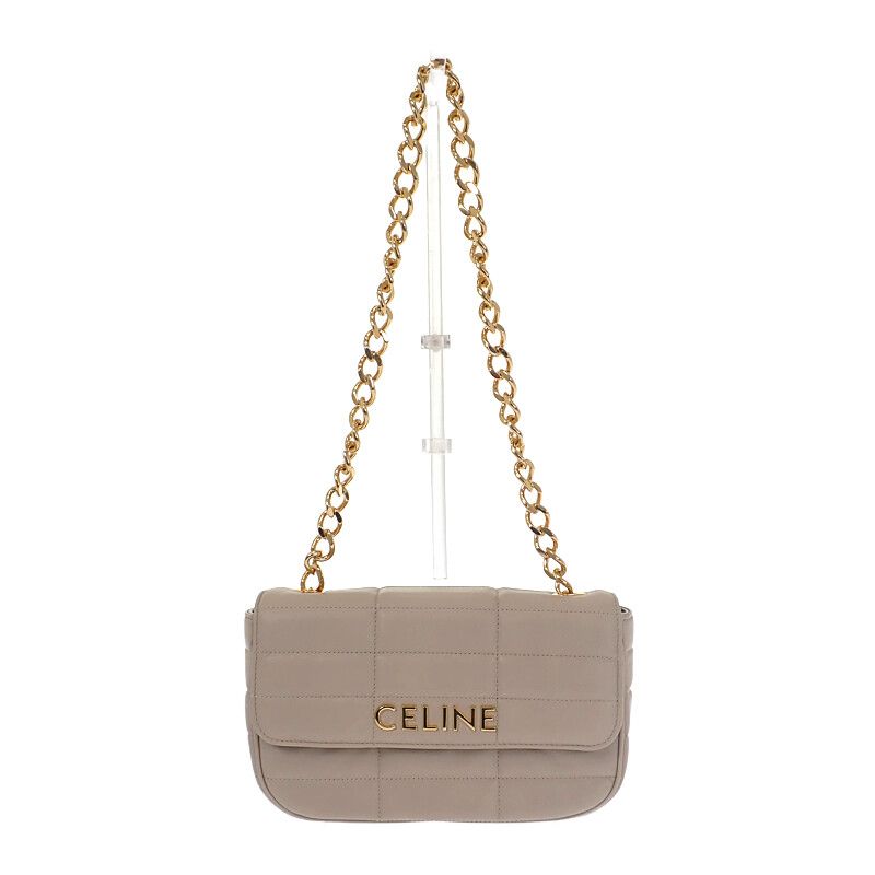 Celine Matelasse Monochrome 111273epz.02tr Shoulder Bag Goth Leather Ivory
