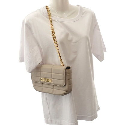 Celine Matelasse Monochrome 111273epz.02tr Shoulder Bag Goth Leather Ivory