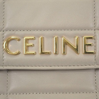 Celine Matelasse Monochrome 111273epz.02tr Shoulder Bag Goth Leather Ivory