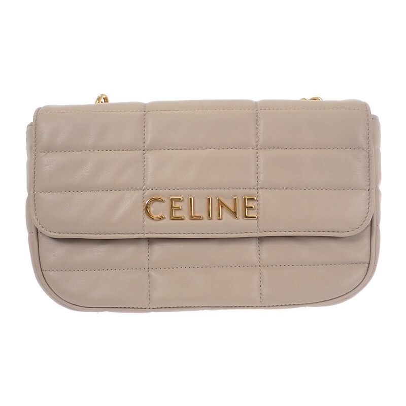 Celine Matelasse Monochrome 111273epz.02tr Shoulder Bag Goth Leather Ivory