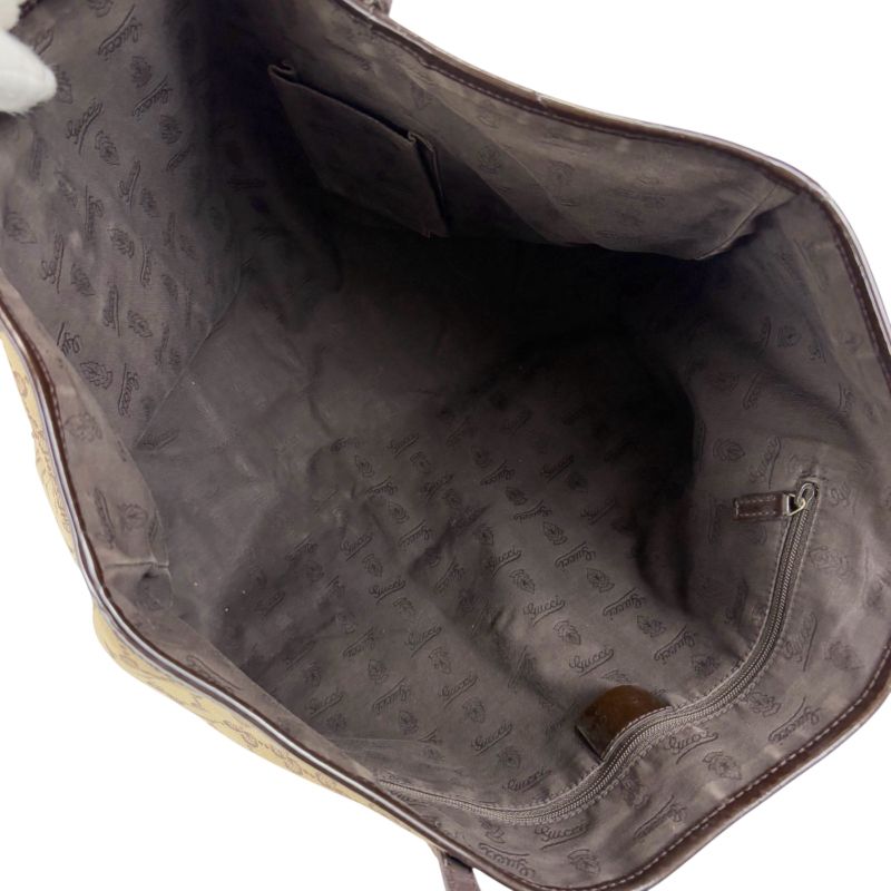 Gucci GG Canvas Sherry Line Tote Bag Tricolor Brown