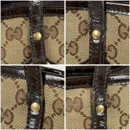 Gucci GG Canvas Sherry Line Tote Bag Tricolor Brown