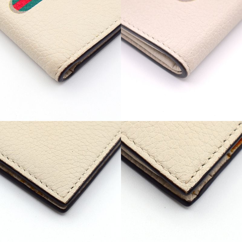 Gucci Wallet Logo Print Bifold Wallet Leather White 31bs007