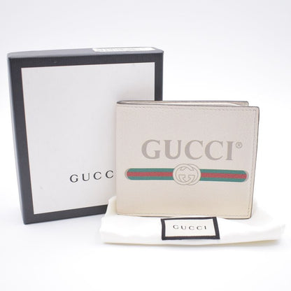 Gucci Wallet Logo Print Bifold Wallet Leather White 31bs007