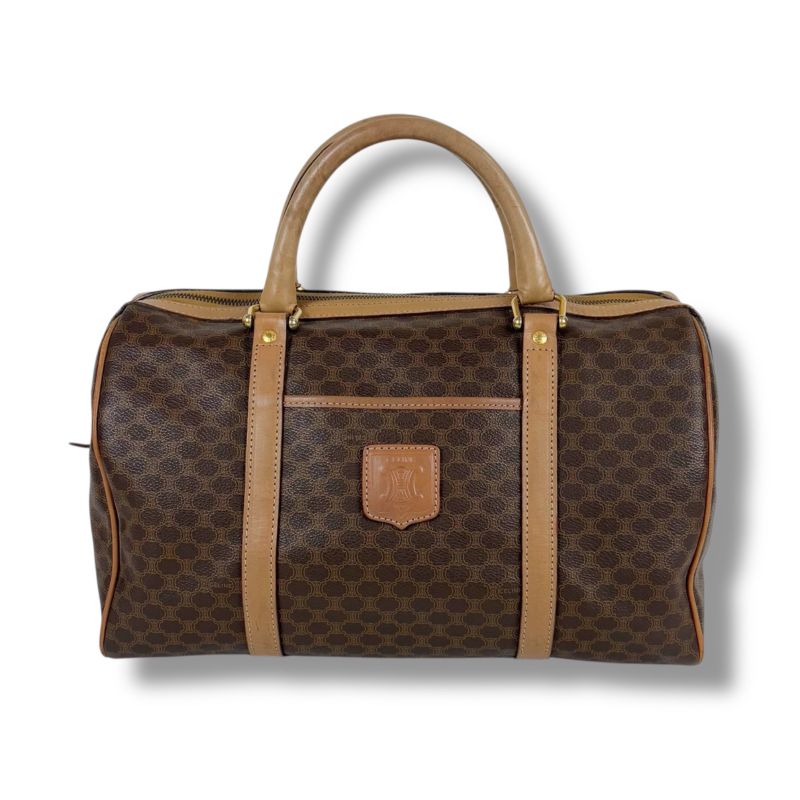 Celine Mini Boston Bag Handbag Macadam Pattern Pvcleather Triomphe