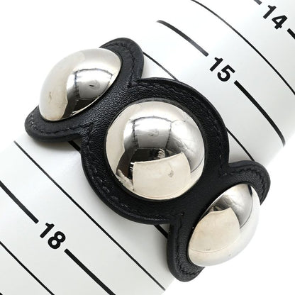 Hermes Bracelet Pass Age Clute Leather GP Black T2 Silver Hardware Black