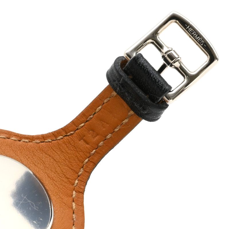 Hermes Bracelet Pass Age Clute Leather GP Black T2 Silver Hardware Black