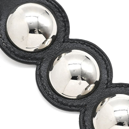 Hermes Bracelet Pass Age Clute Leather GP Black T2 Silver Hardware Black