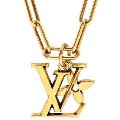 Louis Vuitton Necklace Collier LV Flower Necklace GP Gold LV Initials Flower