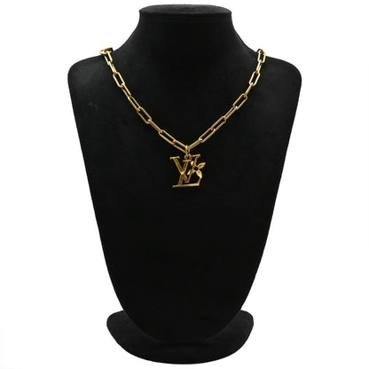 Louis Vuitton Necklace Collier LV Flower Necklace GP Gold LV Initials Flower