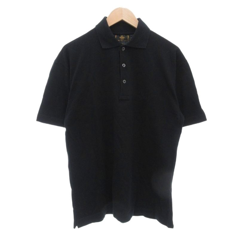 Fendi Polo Shirt 50 L Logo Embroidery Short Sleeves Black AE - GY19 AA