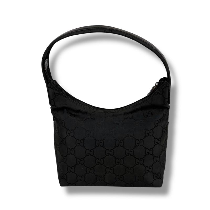 Gucci One Shoulder Bag Hobo Soho GG Pattern Black Nylon