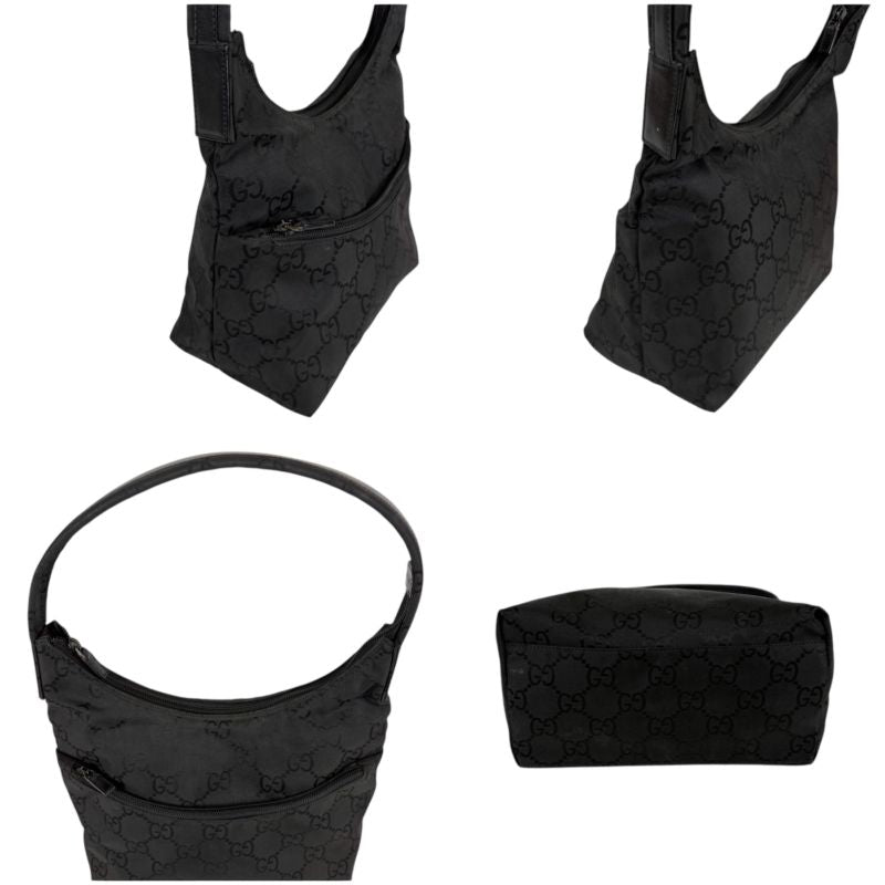 Gucci One Shoulder Bag Hobo Soho GG Pattern Black Nylon