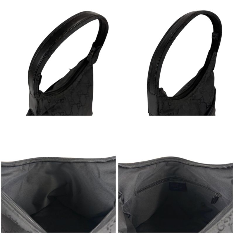 Gucci One Shoulder Bag Hobo Soho GG Pattern Black Nylon