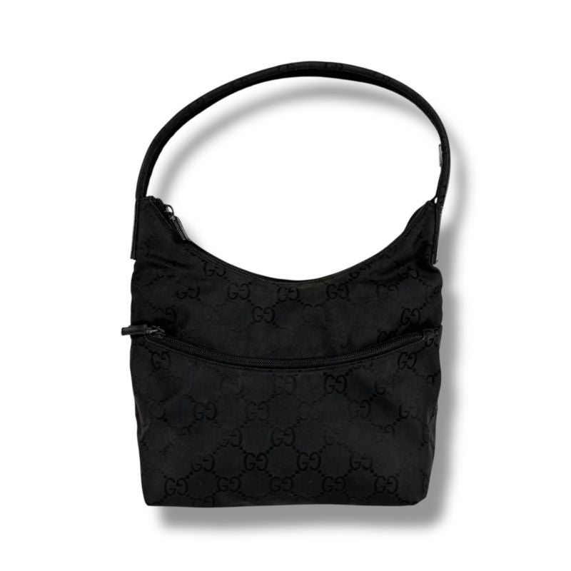 Gucci One Shoulder Bag Hobo Soho GG Pattern Black Nylon