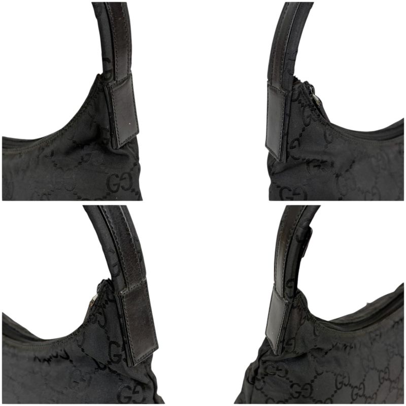 Gucci One Shoulder Bag Hobo Soho GG Pattern Black Nylon