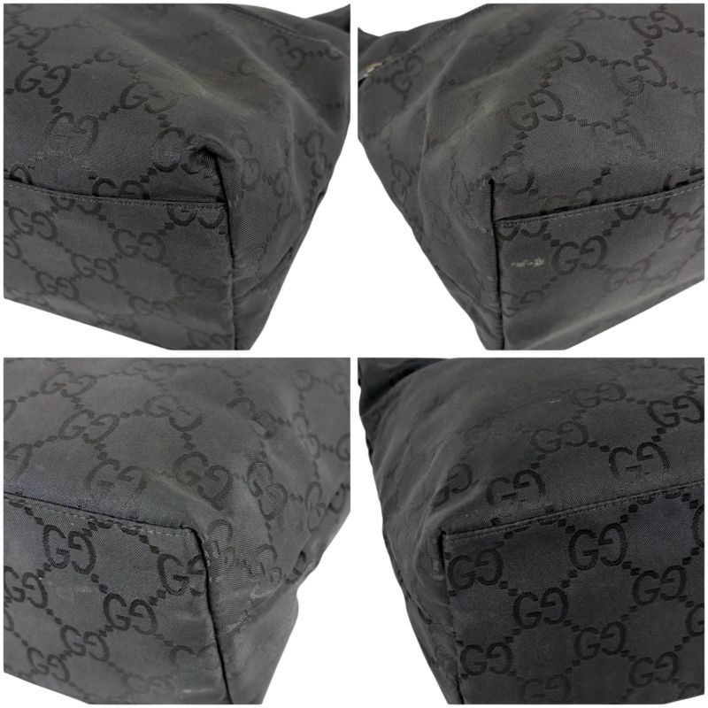 Gucci One Shoulder Bag Hobo Soho GG Pattern Black Nylon