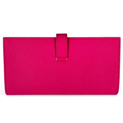 Hermes Long Wallet Women's Bifold Bearn Hermes □O Chevre Pink Silver Hardware