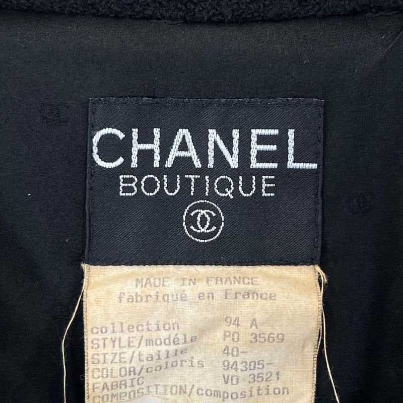 Chanel Set Up Women's Skirt Clothes Jacket Apparel Vintage Chanel 40 Black Wool