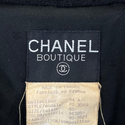 Chanel Set Up Women's Skirt Clothes Jacket Apparel Vintage Chanel 40 Black Wool