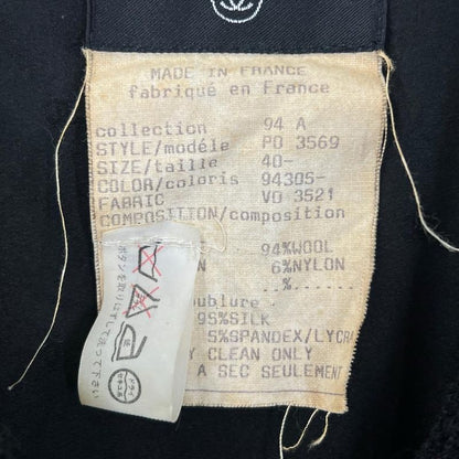 Chanel Set Up Women's Skirt Clothes Jacket Apparel Vintage Chanel 40 Black Wool