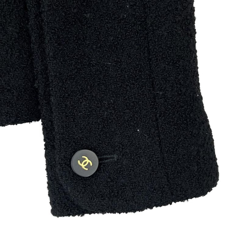 Chanel Set Up Women's Skirt Clothes Jacket Apparel Vintage Chanel 40 Black Wool