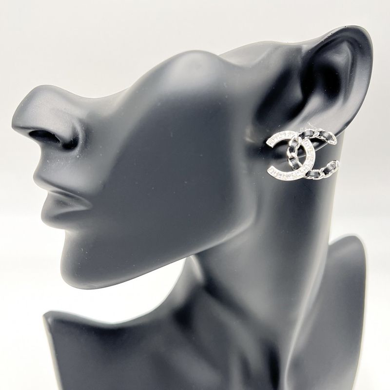 Chanel Earrings Women's Chain Coco Mark Accessories Chanel Rhinestone Leather