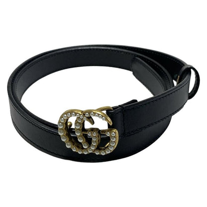 Gucci Belt - Black and Gold Pearl/double G Leather
