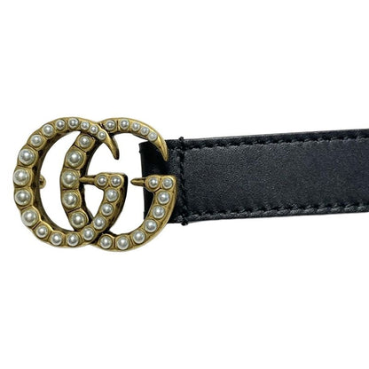 Gucci Belt - Black and Gold Pearl/double G Leather