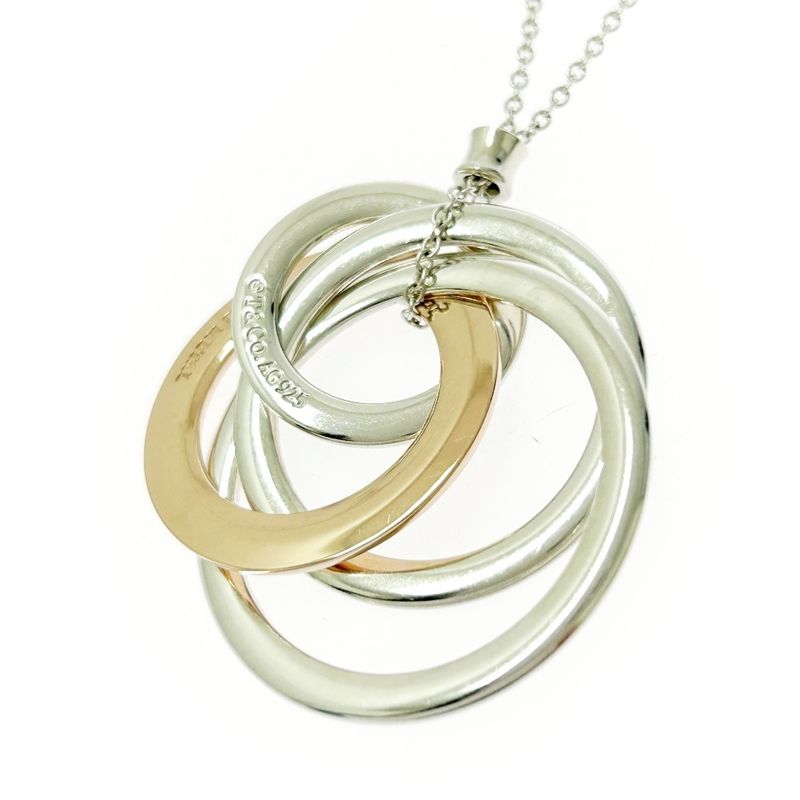 Tiffany & Co Tiffany & Co Silver 1837 Interlocking Circle 4-Ring Necklace 13.1g