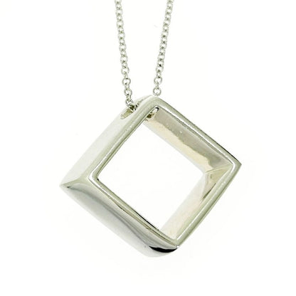 Tiffany & Co Silver Open Square Necklace 3.9g 925 Engraved 496241 Necklace