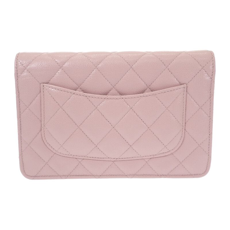 Chanel Classic Shoulder Ap0250 Wallet Chain Caviar Skin Pink Silver Hardware