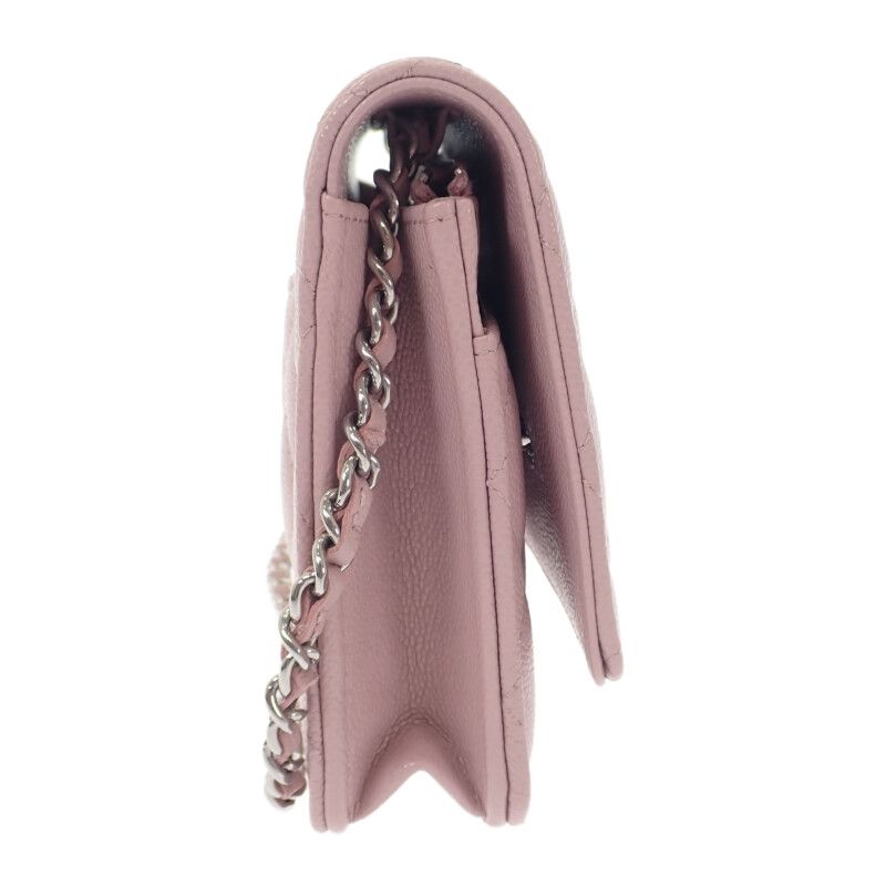 Chanel Classic Shoulder Ap0250 Wallet Chain Caviar Skin Pink Silver Hardware