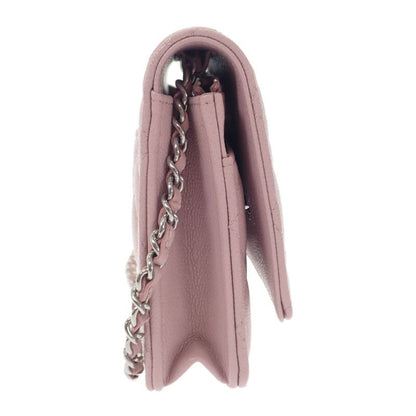 Chanel Classic Shoulder Ap0250 Wallet Chain Caviar Skin Pink Silver Hardware