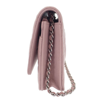 Chanel Classic Shoulder Ap0250 Wallet Chain Caviar Skin Pink Silver Hardware