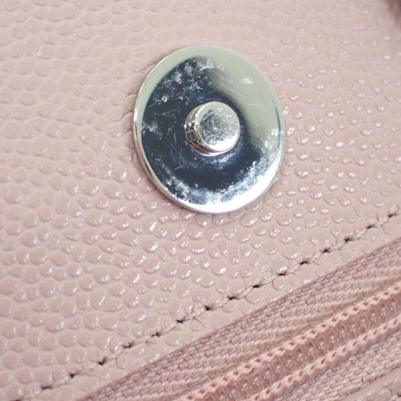 Chanel Classic Shoulder Ap0250 Wallet Chain Caviar Skin Pink Silver Hardware