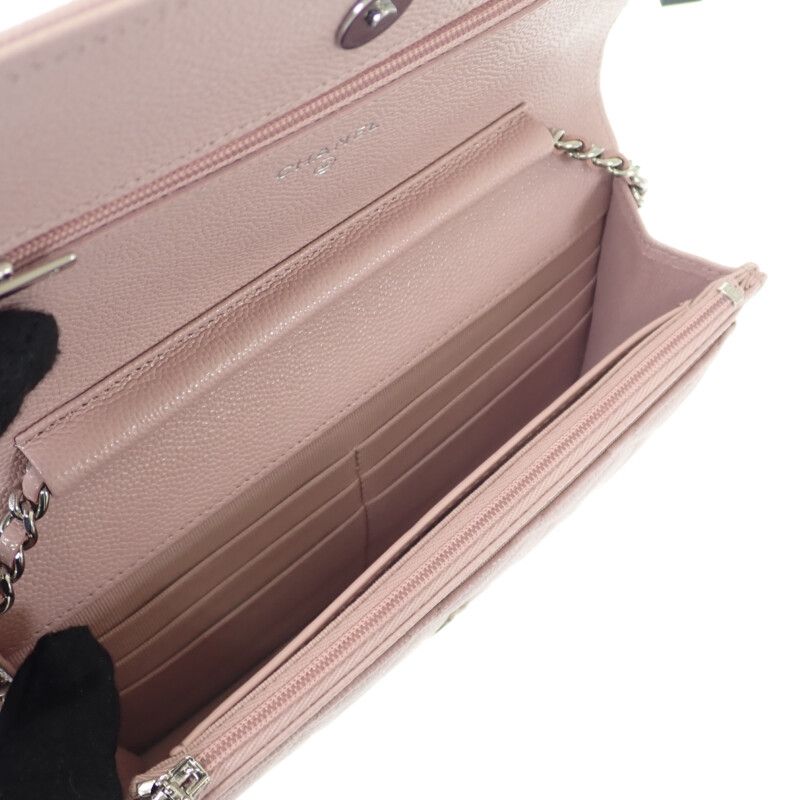 Chanel Classic Shoulder Ap0250 Wallet Chain Caviar Skin Pink Silver Hardware